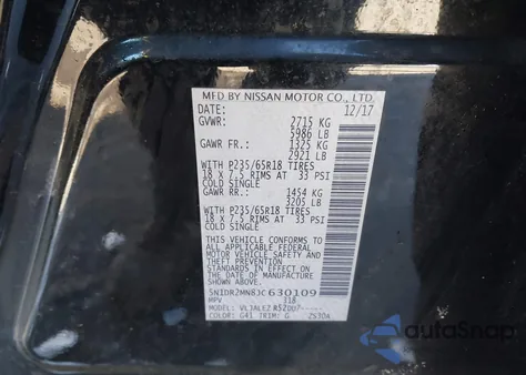 2018 Nissan Pathfinder Sv z USA, uszkodzony, nr VIN 5N1DR2MN8JC630109